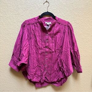Anthropologie Magenta Button-Up Blouse